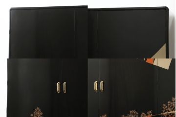 中古　展示品　未使用　香川漆器　総漆塗り　中桐　着物の柄のような艶やかな漆絵が美しい二連和箪笥(定価約360万円)(和タンス、着物箪笥、和服箪笥、ワードローブ、桐たんす、桐箪笥)(R-058250)