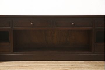 中古　超美品　松本民芸家具　総欅(ケヤキ)材　和モダンな雰囲気ただよう特注テレビ台(ローボード、テレビボード、リビングボード)(R-058254)