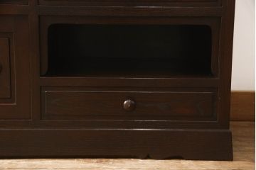 中古　超美品　松本民芸家具　総欅(ケヤキ)材　和モダンな雰囲気ただよう特注テレビ台(ローボード、テレビボード、リビングボード)(R-058254)
