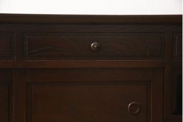 中古　超美品　松本民芸家具　総欅(ケヤキ)材　和モダンな雰囲気ただよう特注テレビ台(ローボード、テレビボード、リビングボード)(R-058254)