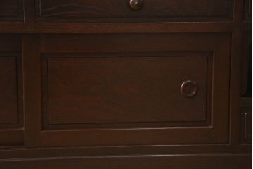 中古　超美品　松本民芸家具　総欅(ケヤキ)材　和モダンな雰囲気ただよう特注テレビ台(ローボード、テレビボード、リビングボード)(R-058254)