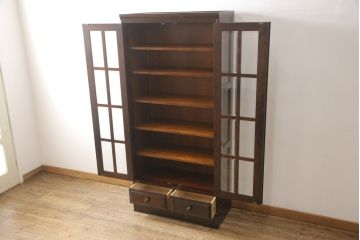 中古　美品　北海道民芸家具　HM114K　飾り棚にもおすすめ!洗練された雰囲気が魅力の本箱(ブックケース、キャビネット、飾り棚、収納棚)(定価約26万円)(R-058262)