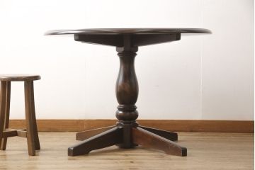 中古　美品　北海道民芸家具　樺材　HM472シリーズ　上品な優しい雰囲気を醸し出す円形テーブル(ラウンドテーブル、ダイニングテーブル、コーヒーテーブル)(定価約18万円)(R-058269)