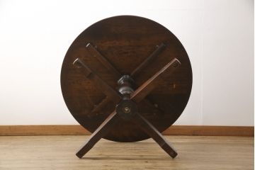 中古　美品　北海道民芸家具　樺材　HM472シリーズ　上品な優しい雰囲気を醸し出す円形テーブル(ラウンドテーブル、ダイニングテーブル、コーヒーテーブル)(定価約18万円)(R-058269)