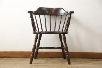 中古　美品　松本民芸家具　#91型　落ち着きのある大人カフェ風インテリアが叶うキャプテンチェア(アームチェア、板座チェア、椅子、ダイニングチェア)(R-058283)