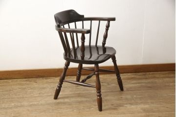 中古　美品　松本民芸家具　#91型　落ち着きのある大人カフェ風インテリアが叶うキャプテンチェア(アームチェア、板座チェア、椅子、ダイニングチェア)(R-058283)