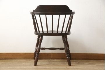 中古　美品　松本民芸家具　#91型　落ち着きのある大人カフェ風インテリアが叶うキャプテンチェア(アームチェア、板座チェア、椅子、ダイニングチェア)(R-058283)