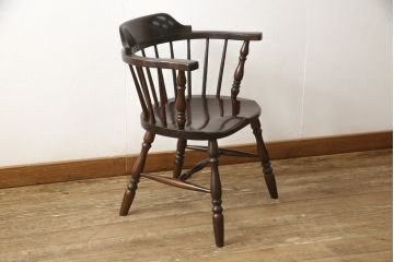 中古　美品　松本民芸家具　#91型　落ち着きのある大人カフェ風インテリアが叶うキャプテンチェア(アームチェア、板座チェア、椅子、ダイニングチェア)(R-058284)
