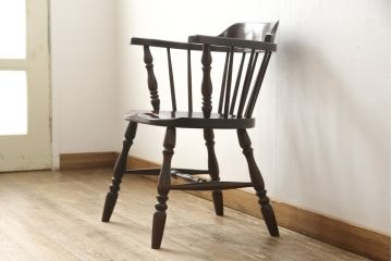 中古　美品　松本民芸家具　#91型　落ち着きのある大人カフェ風インテリアが叶うキャプテンチェア(アームチェア、板座チェア、椅子、ダイニングチェア)(R-058284)