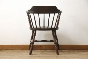 中古　美品　松本民芸家具　#91型　落ち着きのある大人カフェ風インテリアが叶うキャプテンチェア(アームチェア、板座チェア、椅子、ダイニングチェア)(R-058284)