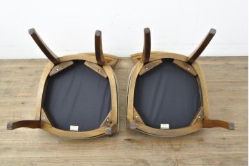 中古　DREXEL HERITAGE(ドレクセルヘリテイジ)　FRANCESCA(フランチェスカ)シリーズ　ラタンの背もたれと明るい色味のファブリックが爽やかな印象を与えるダイニングチェア2脚セット(定価約32万円・2脚)(サイドチェア、椅子、イス)(R-058290)