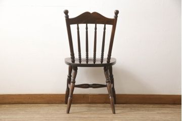 中古　北海道民芸家具　クラシカルな雰囲気を醸し出すスピンドルチェア(椅子、イス、板座チェア、ダイニングチェア)(R-058291)