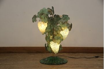 ビンテージ照明　希少　イタリア　トーソー社(TOSO CESARE)　ムラーノガラス(MURANO)　ブドウ(葡萄、ぶどう)　4灯　空間のアクセントになるテーブルスタンド(テーブルライト、卓上ランプ、ベネチアングラス、ヴィンテージ、ムラノガラス)(R-058292)