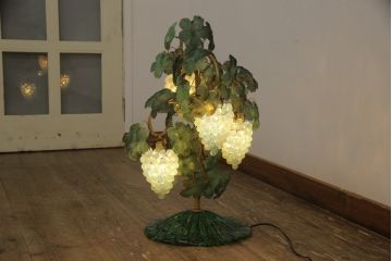 ビンテージ照明　希少　イタリア　トーソー社(TOSO CESARE)　ムラーノガラス(MURANO)　ブドウ(葡萄、ぶどう)　4灯　空間のアクセントになるテーブルスタンド(テーブルライト、卓上ランプ、ベネチアングラス、ヴィンテージ、ムラノガラス)(R-058292)
