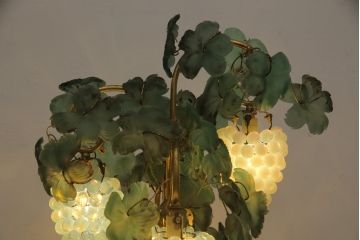 ビンテージ照明　希少　イタリア　トーソー社(TOSO CESARE)　ムラーノガラス(MURANO)　ブドウ(葡萄、ぶどう)　4灯　空間のアクセントになるテーブルスタンド(テーブルライト、卓上ランプ、ベネチアングラス、ヴィンテージ、ムラノガラス)(R-058292)