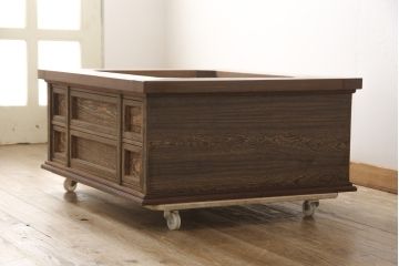中古　美品　鉄刀木(タガヤサン)　引き出し収納たっぷりの長火鉢(囲炉裏、ローテーブル、座卓)(R-058295)