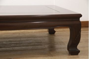 中古　美品　大阪唐木指物家具　中森喜三郎作　紫檀(シタン)　重厚な佇まいが目を引く座卓(ローテーブル、センターテーブル)(R-058297)