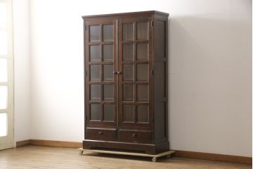 中古　北海道民芸家具　和洋どちらのお部屋にも馴染むブックケース(本箱、収納棚、キャビネット、飾り棚)(R-058298)