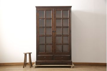 中古　北海道民芸家具　和洋どちらのお部屋にも馴染むブックケース(本箱、収納棚、キャビネット、飾り棚)(R-058298)
