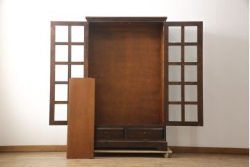 中古　北海道民芸家具　和洋どちらのお部屋にも馴染むブックケース(本箱、収納棚、キャビネット、飾り棚)(R-058298)