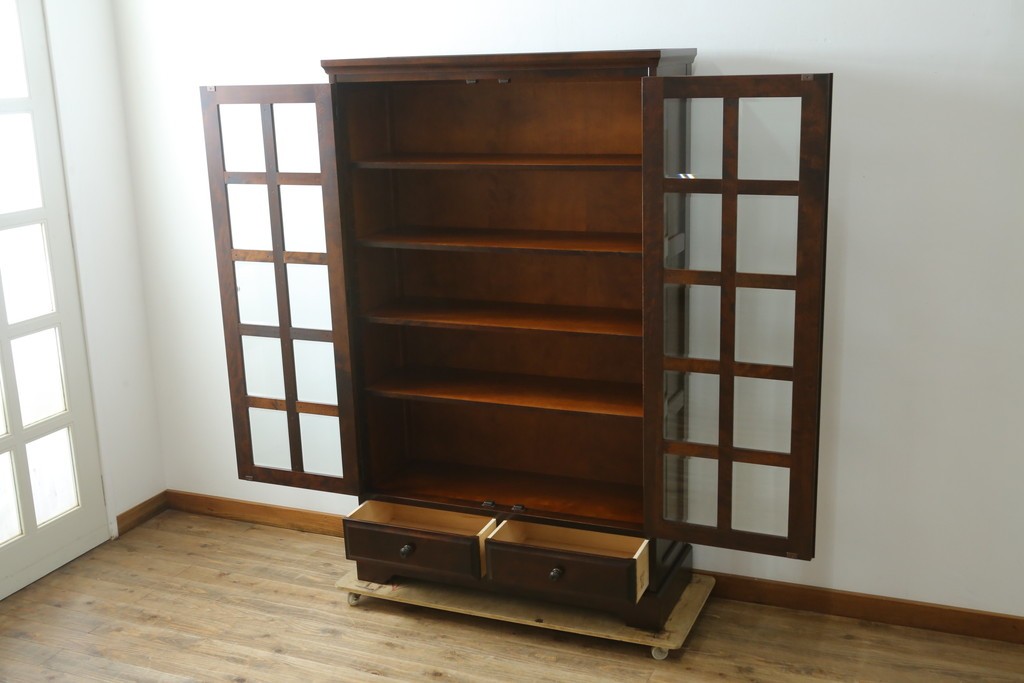 中古　北海道民芸家具　和洋どちらのお部屋にも馴染むブックケース　(R-058298)