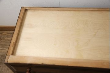 中古　松本民芸家具　天板リメイク　和・洋どちらにも取り入れやすい!シックな佇まいが魅力のローチェスト(ローボード、サイドチェスト、引き出し)(R-058301)