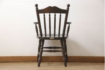 中古　北海道民芸家具　上品なデザインのアームチェア(ダイニングチェア、椅子)(R-058314)