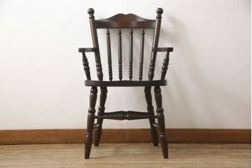 中古　北海道民芸家具　上品なデザインのアームチェア(ダイニングチェア、椅子)(R-058315)