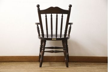 中古　北海道民芸家具　上品なデザインのアームチェア(ダイニングチェア、椅子)(R-058315)