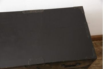 和製アンティーク　秋田産　和の趣あふれる黒漆塗り小箪笥(時代箪笥、収納箪笥、引き出し、サイドチェスト)(R-058319)