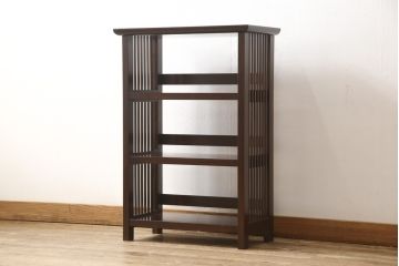 中古　松本民芸家具　深みのある色合いでシックな雰囲気漂う書棚(本棚、飾り棚、オープンラック)(R-058329)