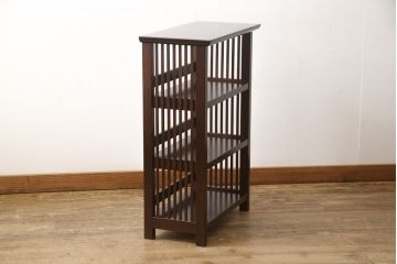 中古　松本民芸家具　深みのある色合いでシックな雰囲気漂う書棚(本棚、飾り棚、オープンラック)(R-058329)