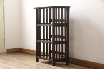 中古　松本民芸家具　深みのある色合いでシックな雰囲気漂う書棚(本棚、飾り棚、オープンラック)(R-058329)