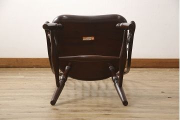 中古　美品　松本民芸家具　ウィンザーチェア　曲木　すっきりとしたデザインが魅力のアーチバックアームチェア(板座チェア、ダイニングチェア、ウインザーチェア)(定価約19万円)(R-058331)
