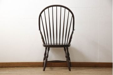 中古　美品　松本民芸家具　ウィンザーチェア　曲木　すっきりとしたデザインが魅力のアーチバックアームチェア(板座チェア、ダイニングチェア、ウインザーチェア)(定価約19万円)(R-058332)