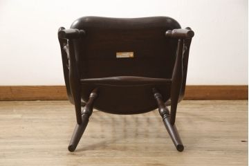 中古　美品　松本民芸家具　ウィンザーチェア　曲木　すっきりとしたデザインが魅力のアーチバックアームチェア(板座チェア、ダイニングチェア、ウインザーチェア)(定価約19万円)(R-058332)
