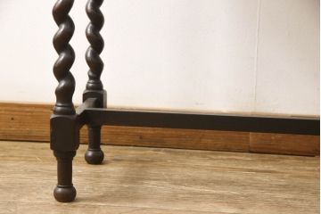 イギリスアンティーク　オーク材　ツイストレッグがおしゃれなサイドテーブル(コンソールテーブル、作業台)(R-058337)