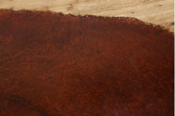 和製ヴィンテージ　特大!!　花梨材(カリン材)　葡萄杢　極厚天板8.5cm　一枚板　存在感抜群の座卓(ローテーブル、センターテーブル、ビンテージ)(R-058339)