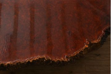 和製ヴィンテージ　特大!!　花梨材(カリン材)　葡萄杢　極厚天板8.5cm　一枚板　存在感抜群の座卓(ローテーブル、センターテーブル、ビンテージ)(R-058339)