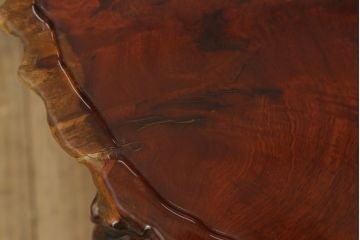 和製ヴィンテージ　特大!!　花梨材(カリン材)　葡萄杢　極厚天板8.5cm　一枚板　存在感抜群の座卓(ローテーブル、センターテーブル、ビンテージ)(R-058339)