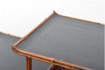 和製ビンテージ　工芸家具　繊細な造り込みの、虎斑竹(トラフダケ)と網代の飾り棚(茶棚、茶箪笥、収納棚、ヴィンテージ)(R-058340)