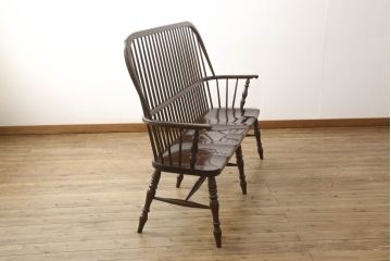 中古　美品　松本民芸家具　クラシカルなデザインが美しいウィンザーチェア(ウィンザーベンチ、長椅子、3人掛けベンチ、ウインザーチェア)(R-058342)