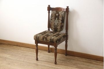中古　美品　国会議事堂納品の高級家具メーカー　徳田家具　クラシカルなデスクとチェアのセット(ワークデスク、在宅ワーク用、テーブル、椅子、イス)(R-058344)