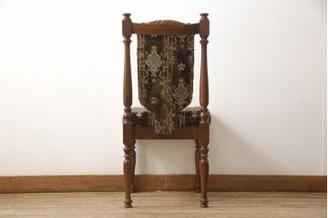 中古　美品　国会議事堂納品の高級家具メーカー　徳田家具　クラシカルなデスクとチェアのセット(ワークデスク、在宅ワーク用、テーブル、椅子、イス)(R-058344)