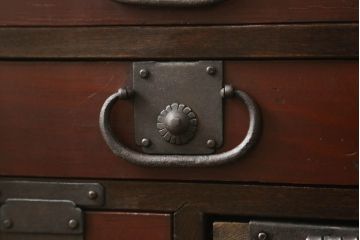 和製アンティーク　極小サイズ　凝ったつくりの銭箱付き船箪笥(掛硯型、懸硯型、舟箪笥、小引き出し、硯箱)(R-058348)