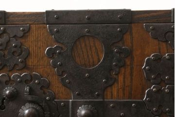和製アンティーク　極小サイズ　凝ったつくりの銭箱付き船箪笥(掛硯型、懸硯型、舟箪笥、小引き出し、硯箱)(R-058348)