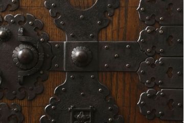 和製アンティーク　極小サイズ　凝ったつくりの銭箱付き船箪笥(掛硯型、懸硯型、舟箪笥、小引き出し、硯箱)(R-058348)