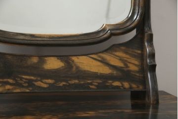 和製アンティーク　最高級!　指物工芸家具　総黒柿材　孔雀杢が味わい深い上品な鏡台(ドレッサー)(R-058351)
