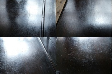 イギリスアンティーク　珍しいデザイン!　オーク材　凝った彫刻が目を引く縦型オープンシェルフ　(R-058367)