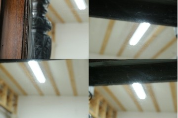 イギリスアンティーク　珍しいデザイン!　オーク材　凝った彫刻が目を引く縦型オープンシェルフ　(R-058367)